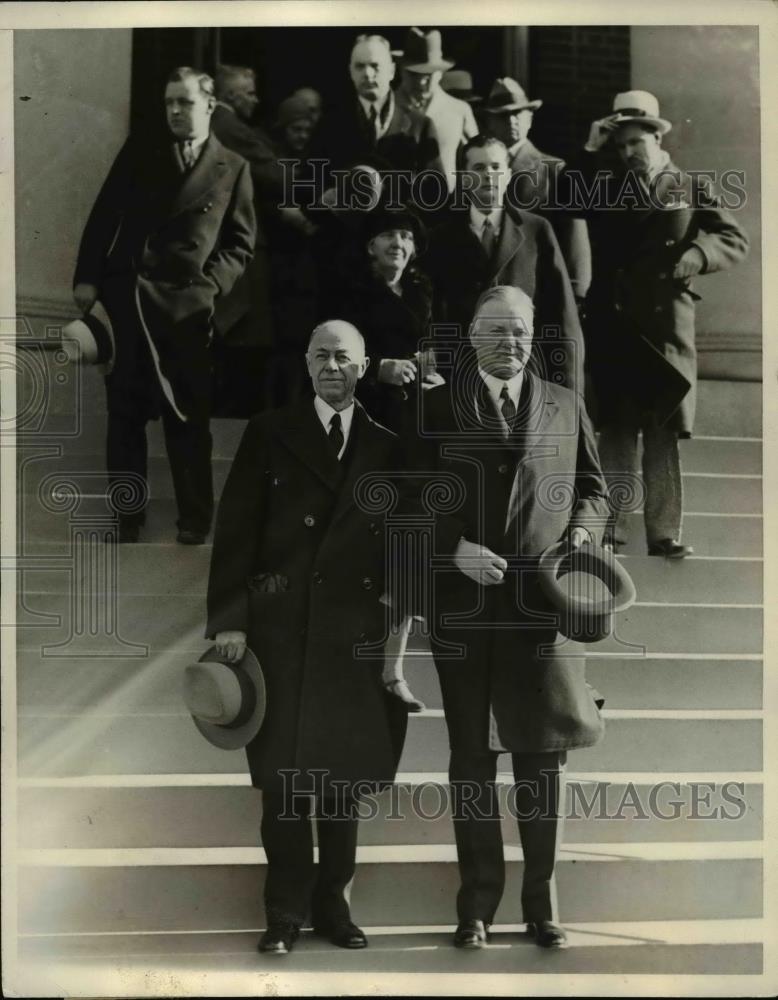 1930 Press Photo President Herbert Hoover, Family & Friends at Church - Historic Images