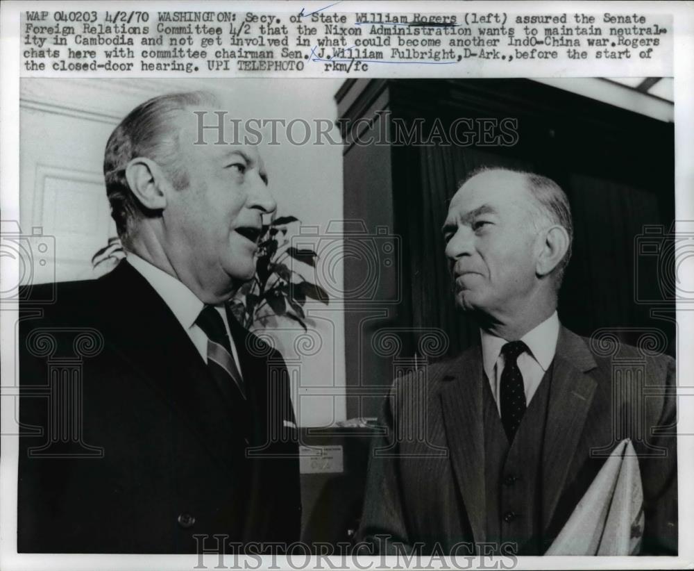 1970 Press Photo Washington Secy of State William Rogers &amp; Sen J Wm Fulbright - Historic Images