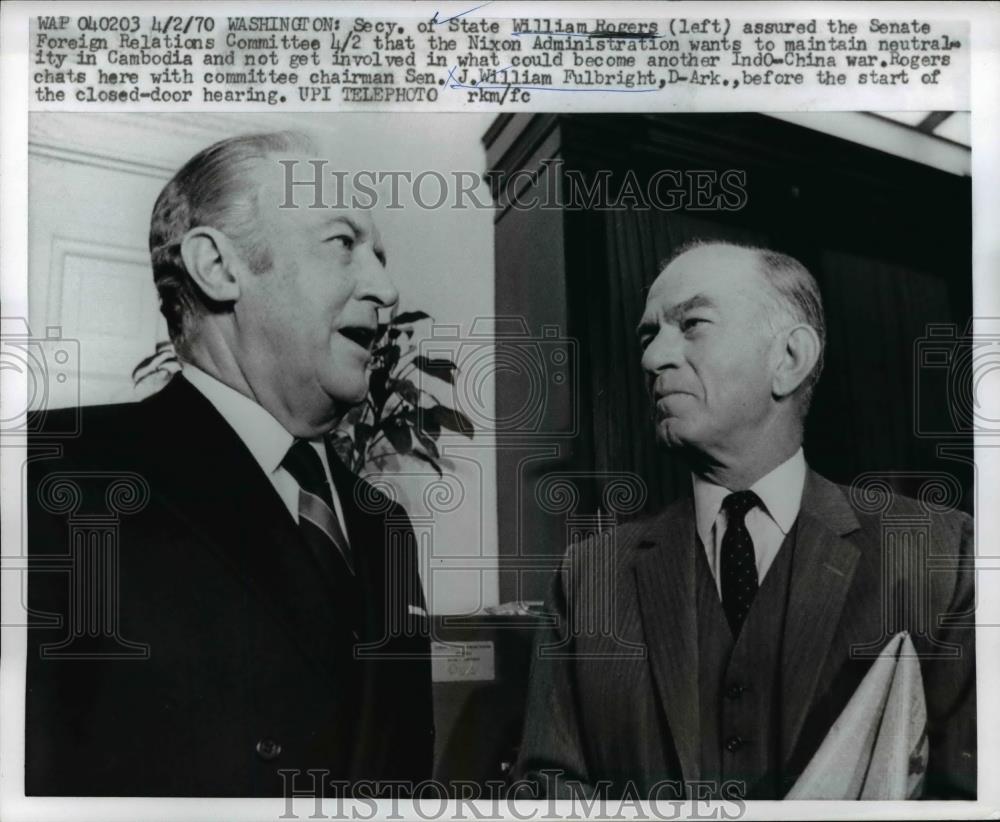 1970 Press Photo Washington Secy of State William Rogers & Sen J Wm Fulbright - Historic Images