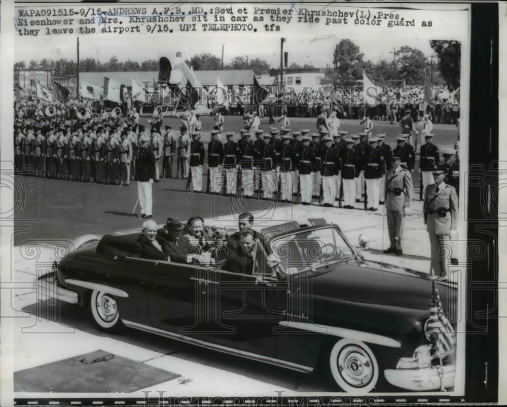 1959 Press Photo President Eisenhower, Soviet Premier &amp; Mrs Krushchev in MD - Historic Images