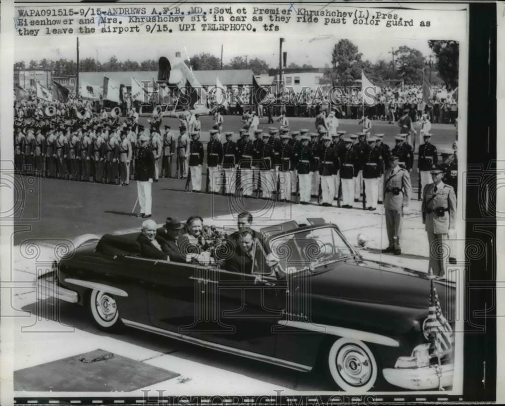 1959 Press Photo President Eisenhower, Soviet Premier & Mrs Krushchev in MD - Historic Images