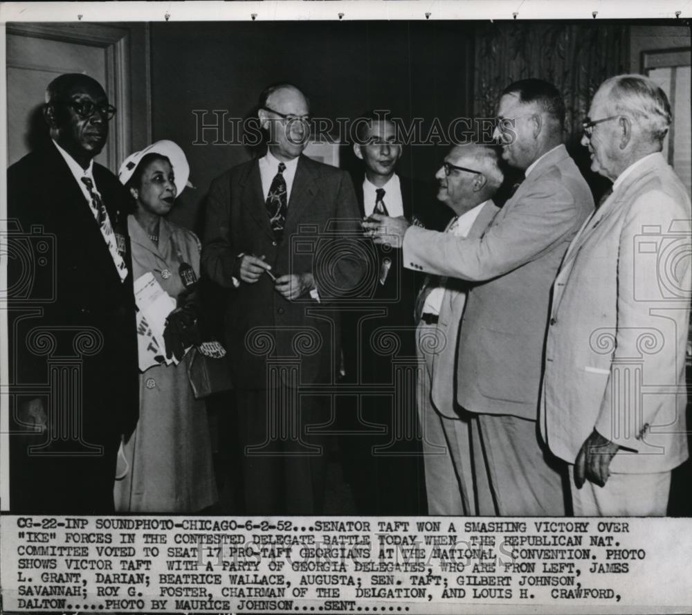 1952 Press Photo Sen Taft won smashing victory over Ike Forces in battle. - Historic Images