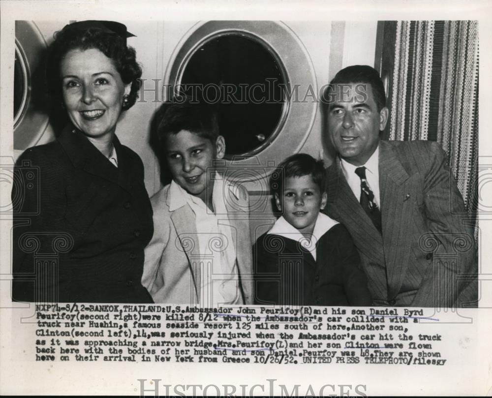 1955 Press Photo Ambassador Peurifoy and son killed in car accident in Thailand - Historic Images