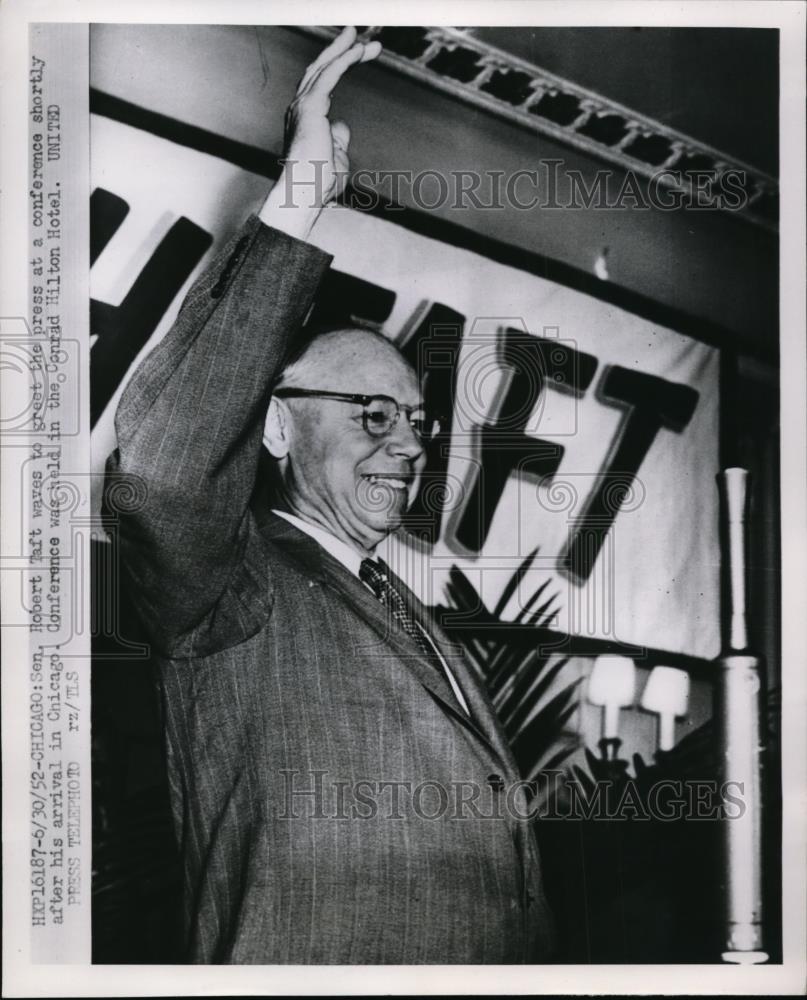 1952 Press Photo Chicago Senator Robert A Taft On Presidential Campaign - Historic Images