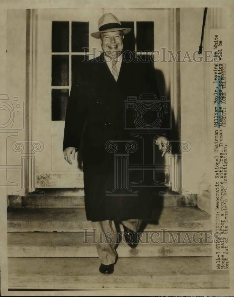 1951 Press Photo Democratic National Chairman William Boyle After Talk to Presid - Historic Images