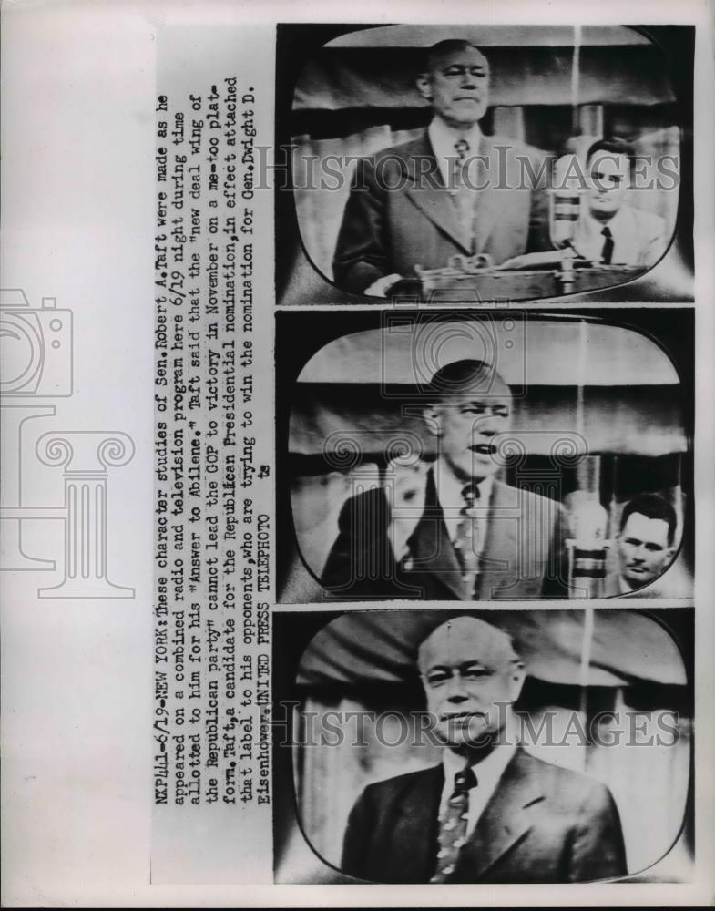 1952 Press Photo Sen. Robert A. Taft from Radio and television Program Answer To - Historic Images