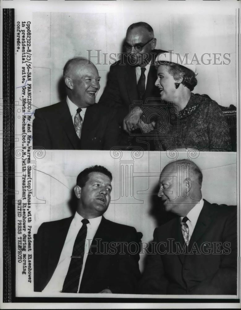 1956 Press Photo President Eisenhower, Mr &amp; Mrs Warren Shaw of Kansas - Historic Images