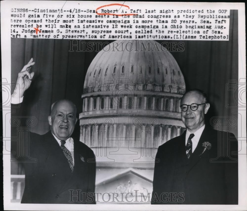 1950 Press Photo Senator Robert A Taft &amp; Judge James Stewart - Historic Images