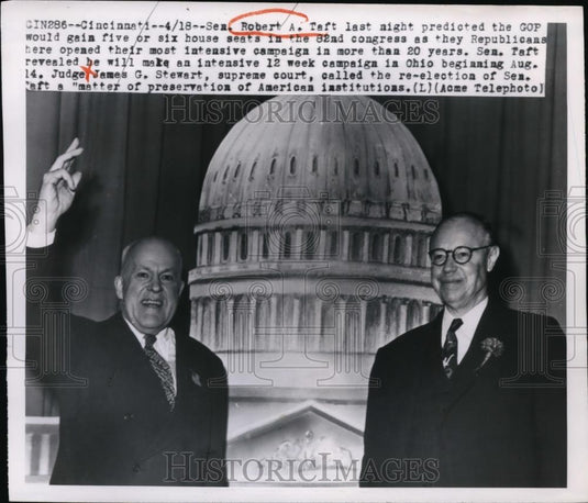 1950 Press Photo Senator Robert A Taft & Judge James Stewart - Historic Images