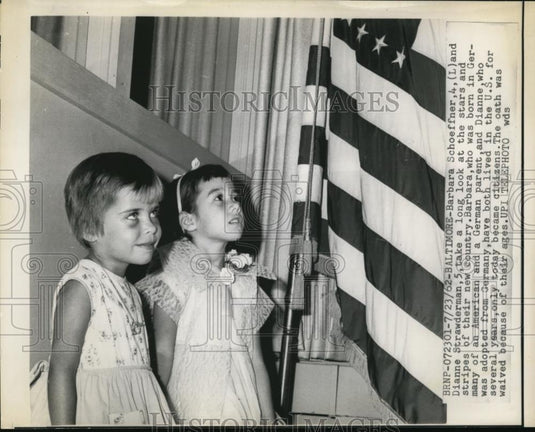 1962 Press Photo Barbara Schoeffner & Dianne Strawderman Born in Germany in US - Historic Images