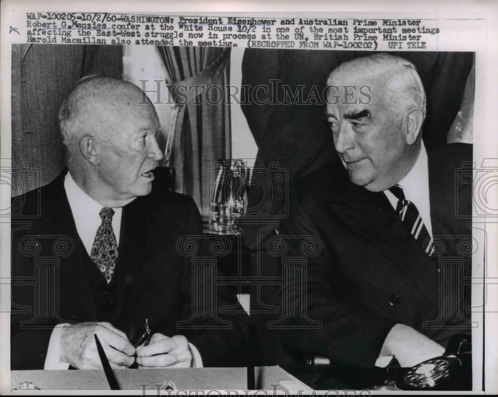 1960 Press Photo Pres. Eisenhower and Australian Minister Robert G. Menzies. - Historic Images