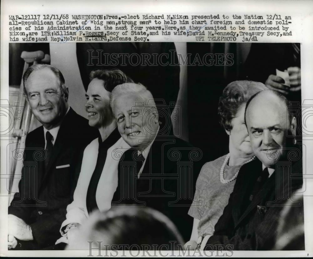 1968 Press Photo William Rogers & Wife, David Kennedy & Wife, Rep. Melvin Laird - Historic Images