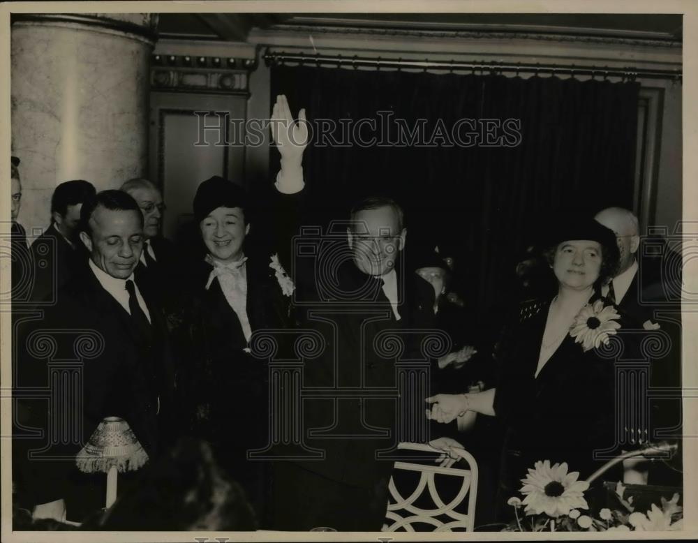 1936 Press Photo Gov Landon, Gov Theodore Roosevelt, Mrs Marion Scranton, - Historic Images