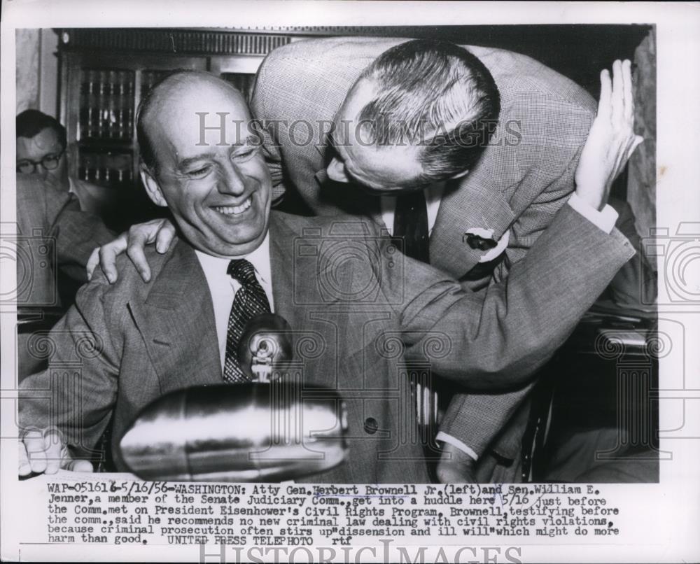 1965 Press Photo Atty Gen. Herbert Brownell Jr. Sen William E. Jenner Senate - Historic Images