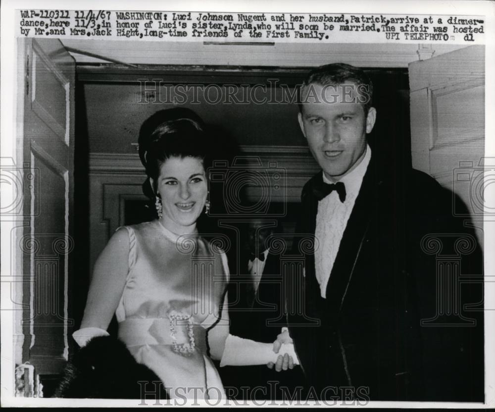 1967 Press Photo President's Daughter Luci Johnson Nugent & Husband Patrick - Historic Images