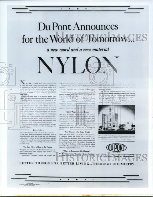 1988 Press Photo First Nylon advertisement in NY Herald Tribune on Oct 30, 1938 - Historic Images