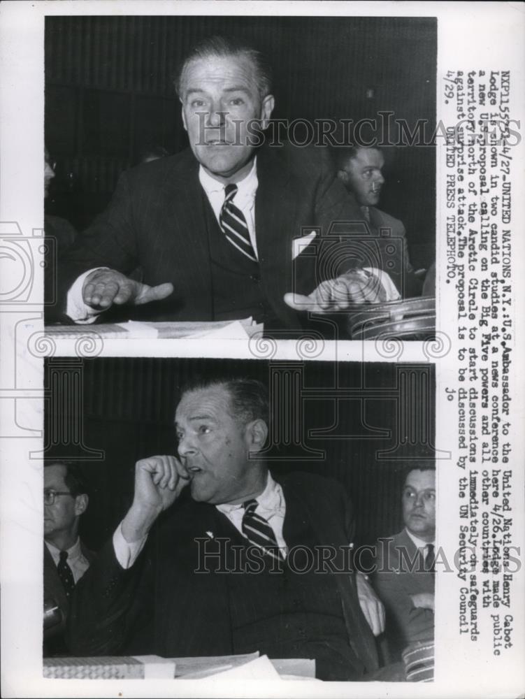 1958 Press Photo Henry Cabot Lodge US chief representative to the UN - Historic Images