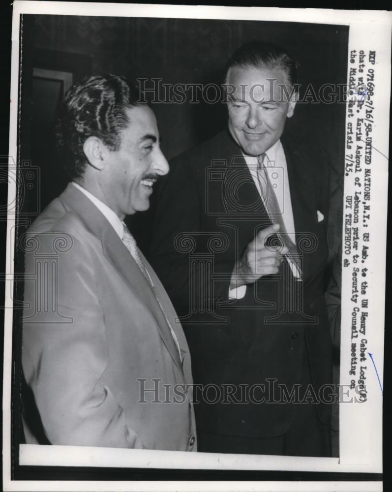 1916 Press Photo US Ambassador Henry Cabot Lodge & Dr Kaim Askoul of Lebanon - Historic Images