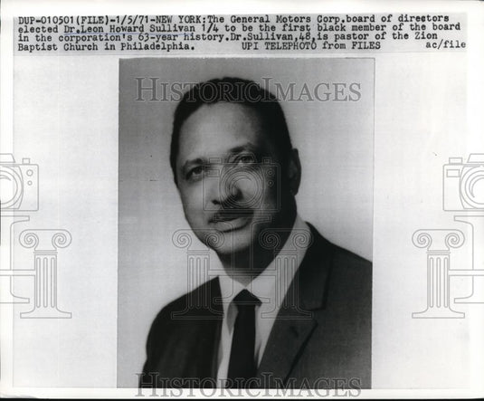 1971 Press Photo Dr. Leon Howard Sullivan General Motors Corp, Board member. - Historic Images