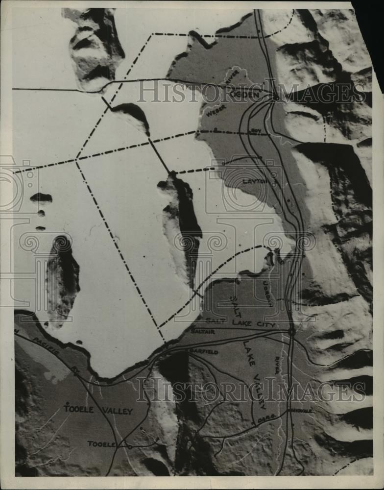 1933 Press Photo Relief map of Great Salt Lake - Historic Images