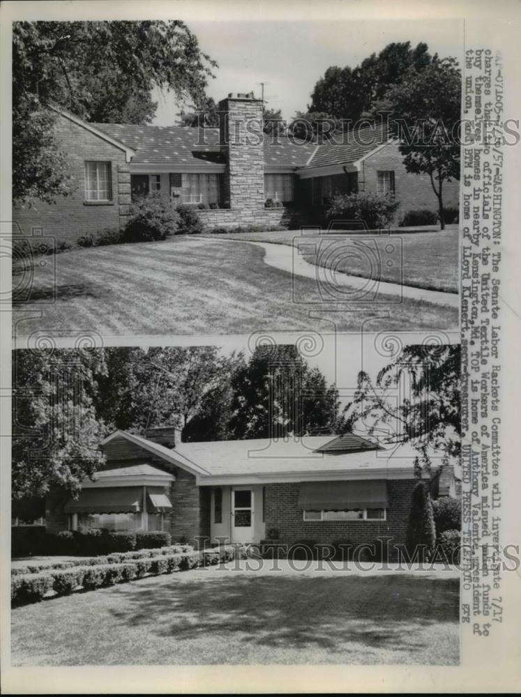 1957 Press Photo Senate Committee Looks Into Homes Purchased by Union Executives - Historic Images