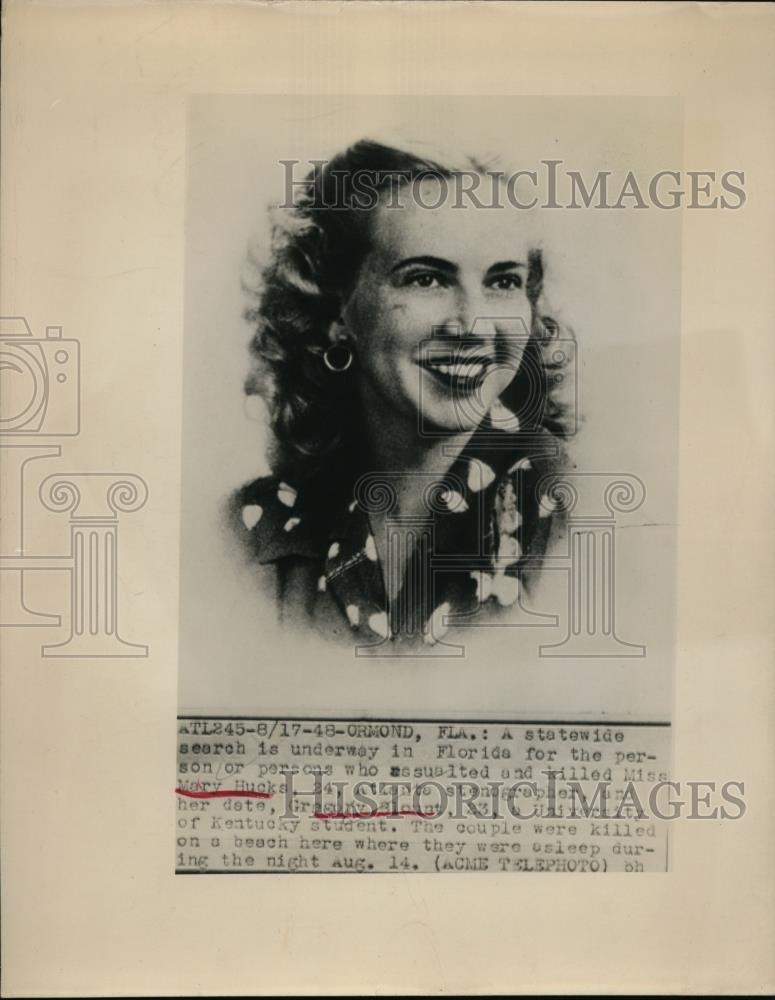 1948 Press Photo Ormond Fla-Statewide search underway for killer of Mary Hucks. - Historic Images