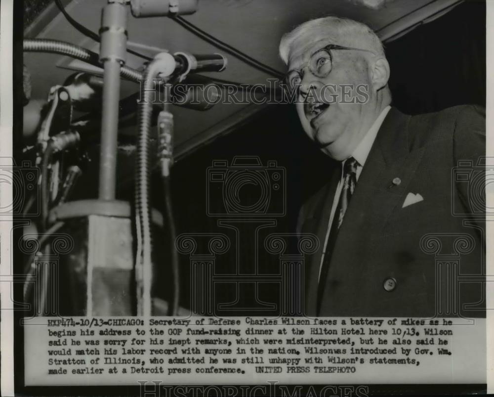 1954 Press Photo Charles Wilson, Sec.of Defense speak at GOP Fund-Raising Dinner - Historic Images