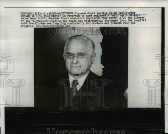 1958 Press Photo Supreme Court Justice Felix Frankfurter - Historic Images