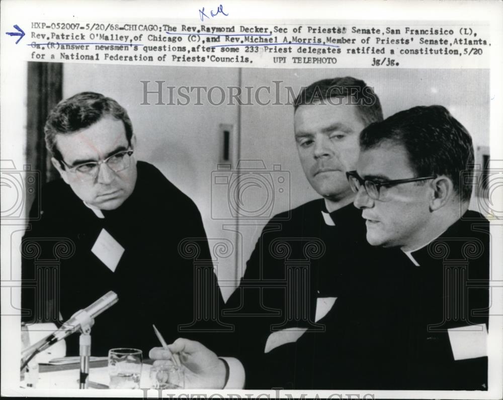 1968 Press Photo Rev.Raymond Decker,Rev.Patrick O&#39;Malley &amp; Rev.Michael A.Morris. - Historic Images