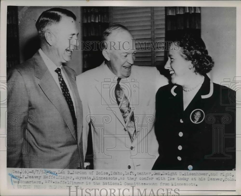 1952 Press Photo General Eisenhower, Idaho Governor Len B Jardon - Historic Images