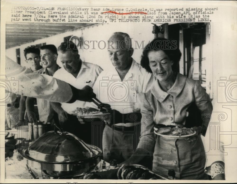 1958 Press Photo R/Adm.Lynne C.Quinggel reported missing aboard Pres.Cleveland. - Historic Images