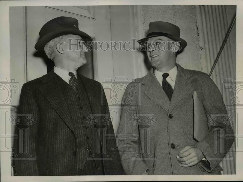 1940 Press Photo Adm Harold Start(L) and Sec of Navy Charles Edison - Historic Images