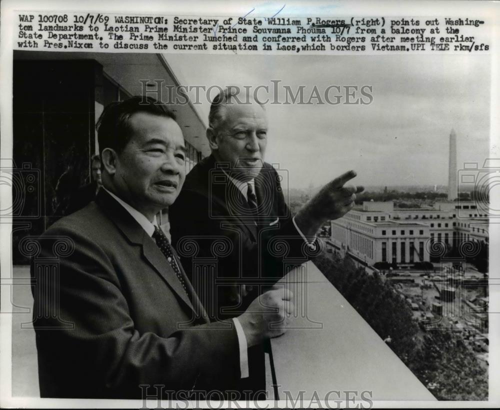 1969 Press Photo Washington Secy of State Wm Rogers with Prince Souvanna Phouka - Historic Images