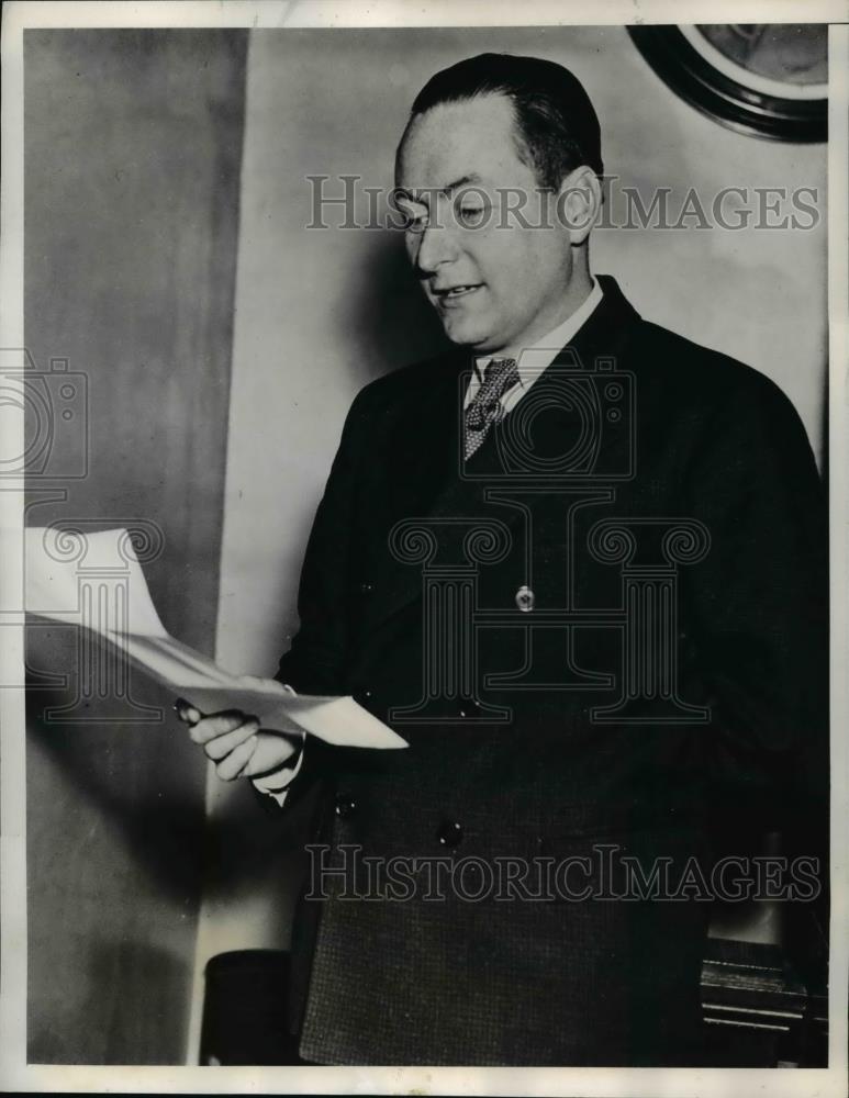 1935 Press Photo C Lloyd Fisher Defense for Bruno Richard Hauptman - Historic Images