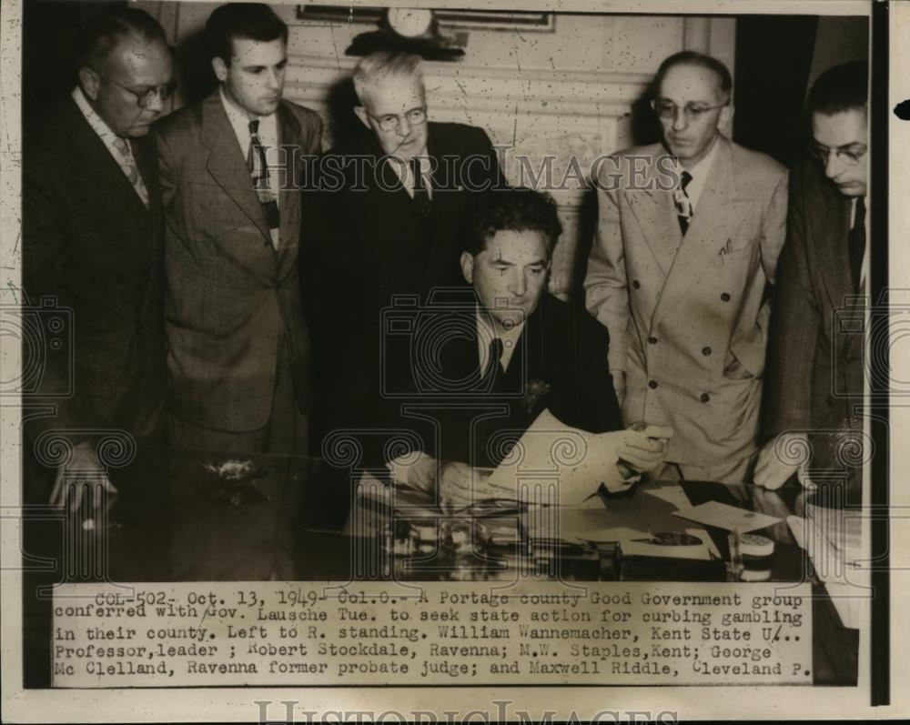 1949 Press Photo Gov. Frank Lausche with Portage County Good Government Group - Historic Images