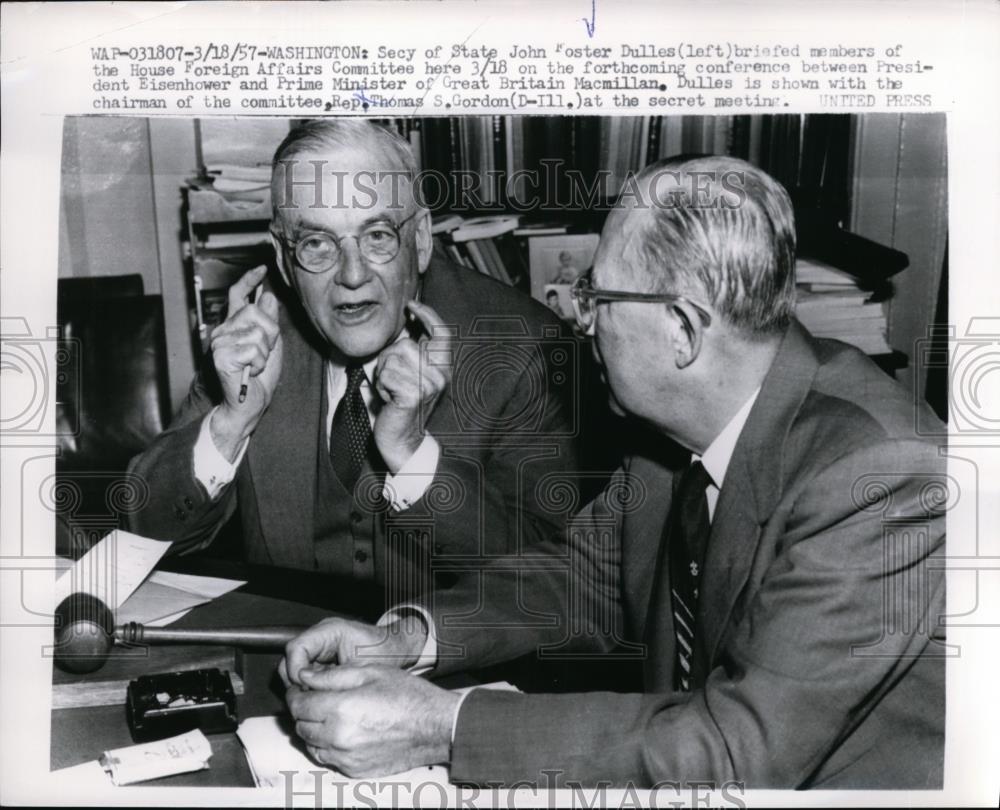 1957 Press Photo Washington DC Secy of State John Foster Dulles - Historic Images