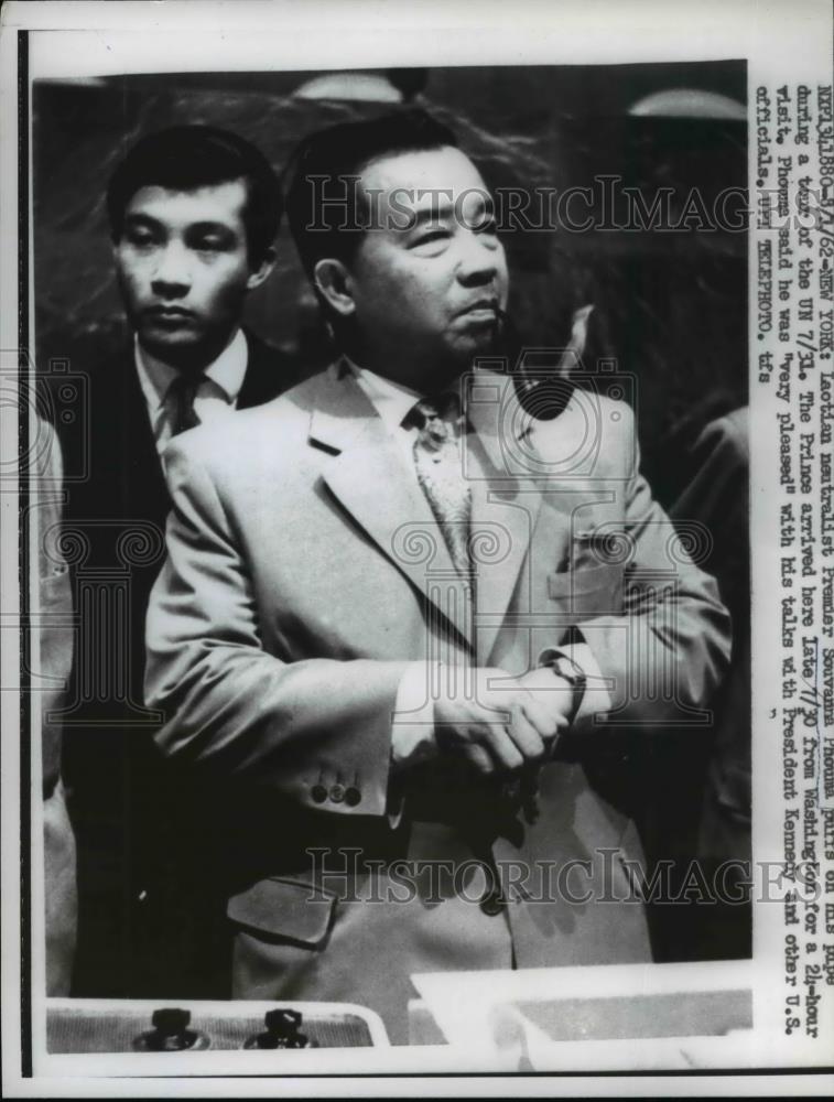 1962 Press Photo Laotian Neutralist Premiere Souvanna Pnouma in New York - Historic Images