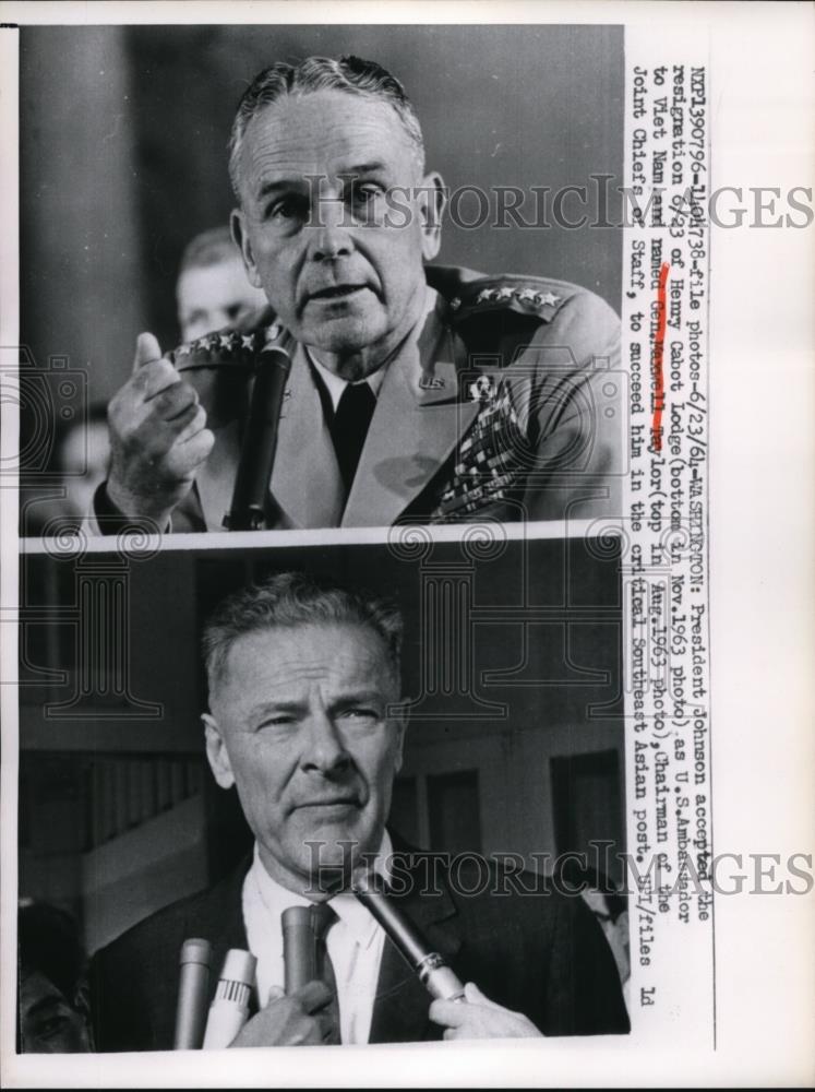 1964 Press Photo Henry Cabot Lodge, U.S. Amb. to Vietnam and Gen Maxwell Taylor - Historic Images