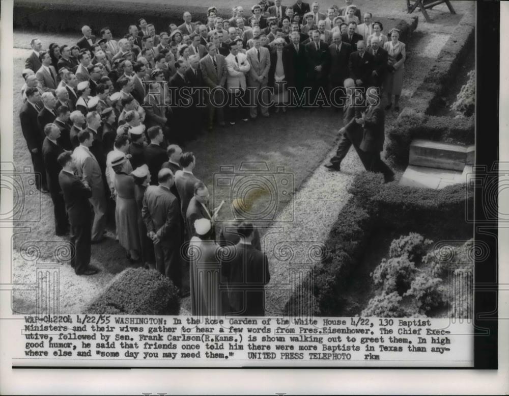 1955 Press Photo President Dwight Eisenhower in Rose Garden at White House - Historic Images