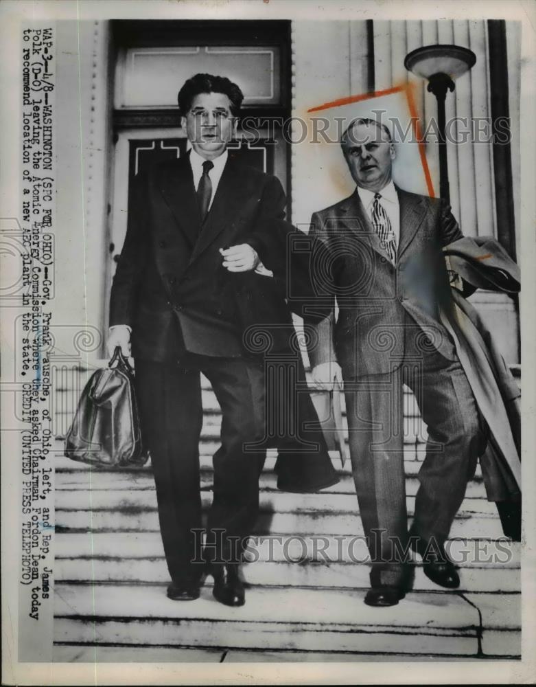 1952 Press Photo Gov. Frank Lausche of Ohio and Rep. James Polk. - Historic Images