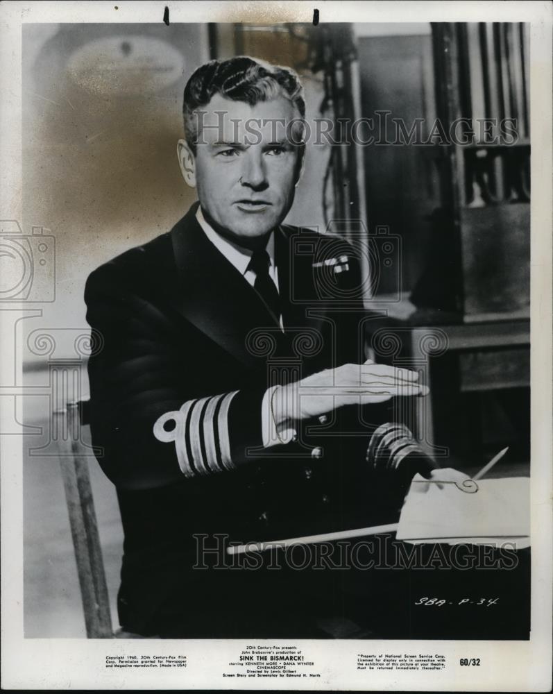 1960 Press Photo 20th Century Fox presents Sink The Bismarck! with Kenneth - Historic Images