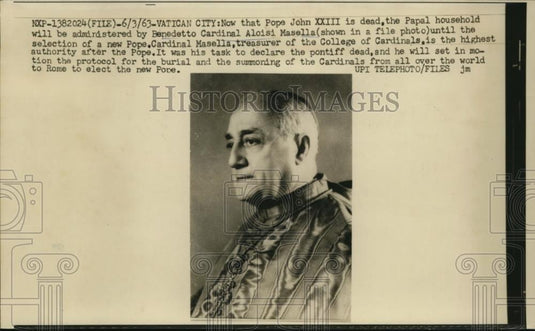 1963 Press Photo Benedetto Cardinal Aloiso Masella On Papal Household - Historic Images
