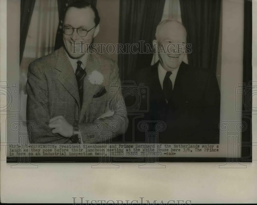 1954 Press Photo Pres,Eisenhower and Prince Bernhard of the Netherlands. - Historic Images