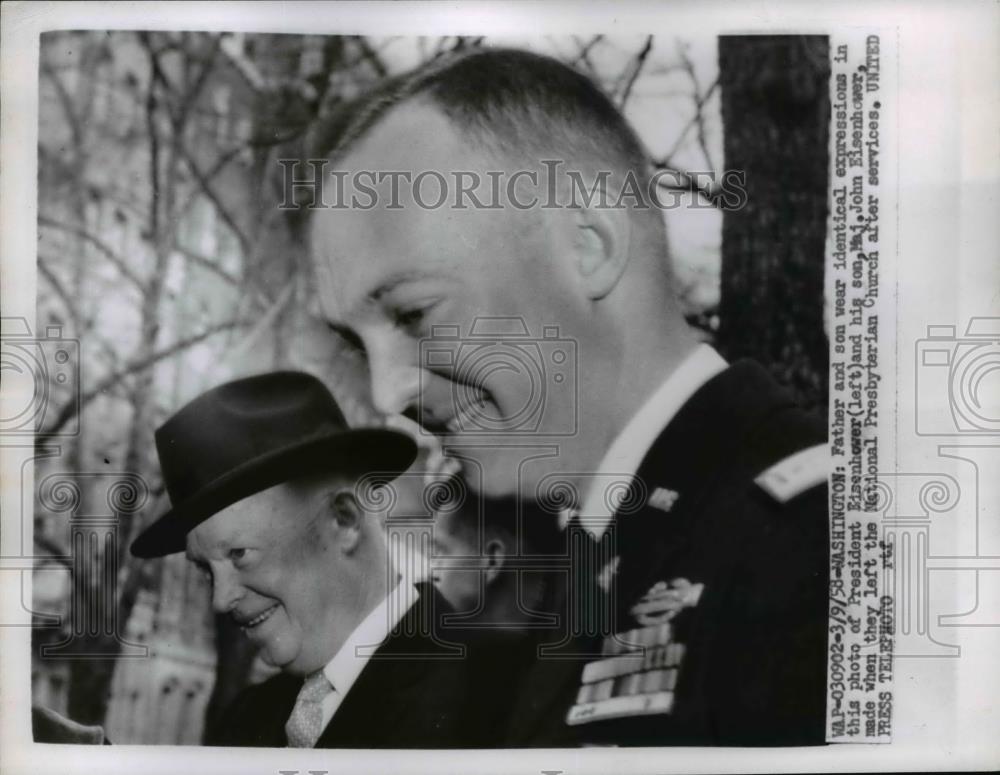 1958 Press Photo President Eisenhower, Maj.John Eisenhower National Presbyterian - Historic Images