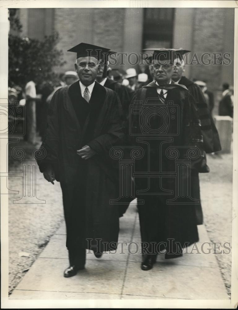 1933 Press Photo Former NY Governor Charles Whitman, Gov Herbert Lehman - Historic Images