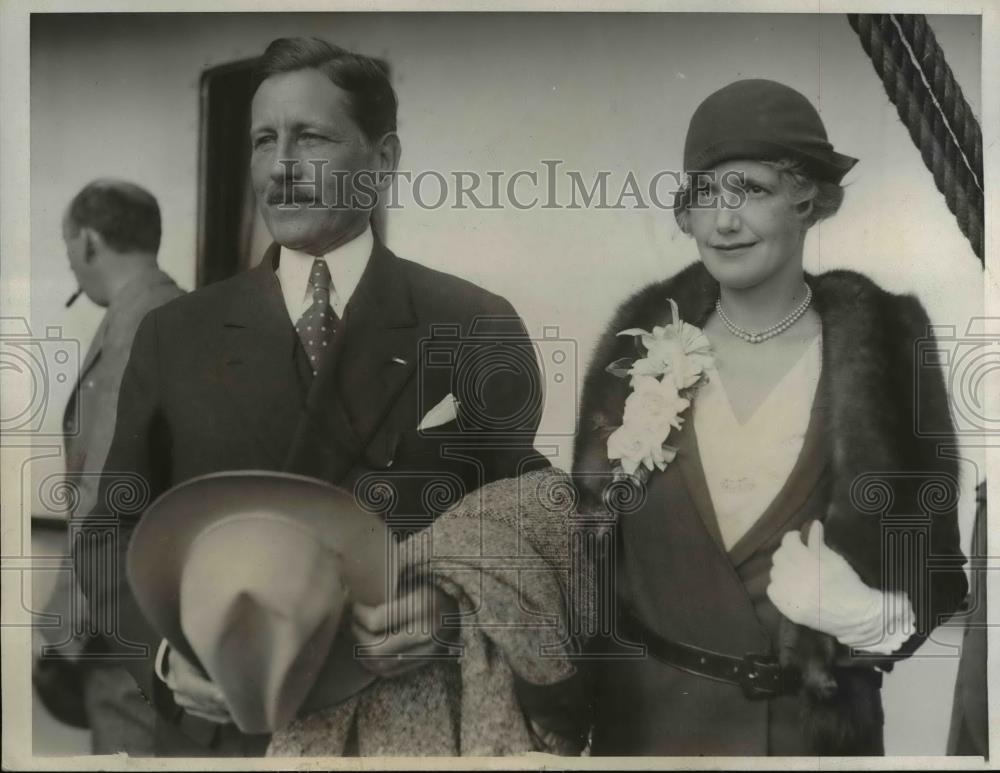 1931 Press Photo Secy of War Patrick Hurley with his wife on the Pres Hoover. - Historic Images