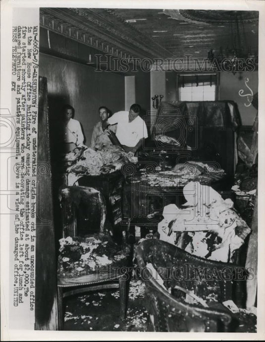 1954 Press Photo Fire at New House Office Building in Washington - Historic Images