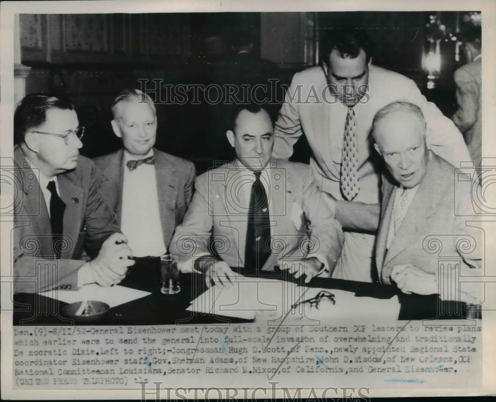 1952 Press Photo Gen. Eisenhower with group of GOP Leaders to review plan. - Historic Images