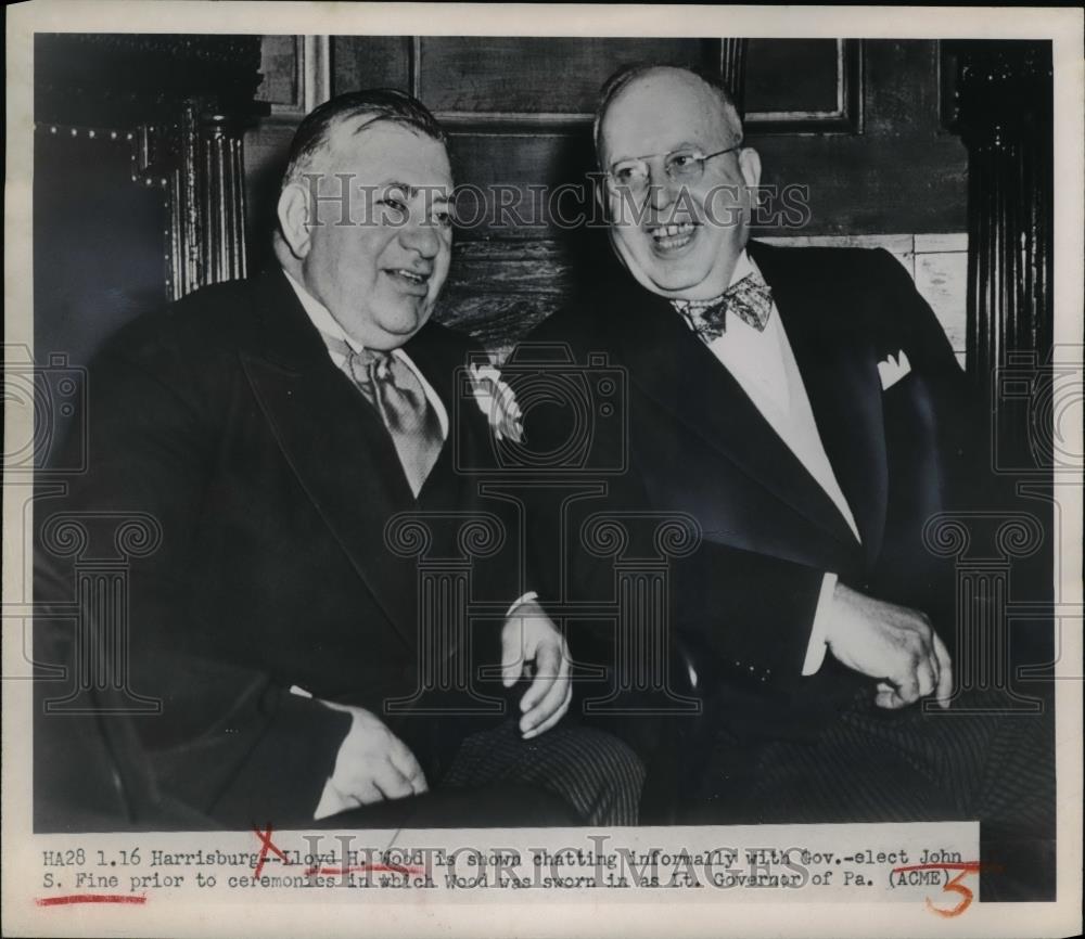 1951 Press Photo LloydH. Wood , Gov-Elect John S&gt; Fine Harrisburg Ceremonies - Historic Images