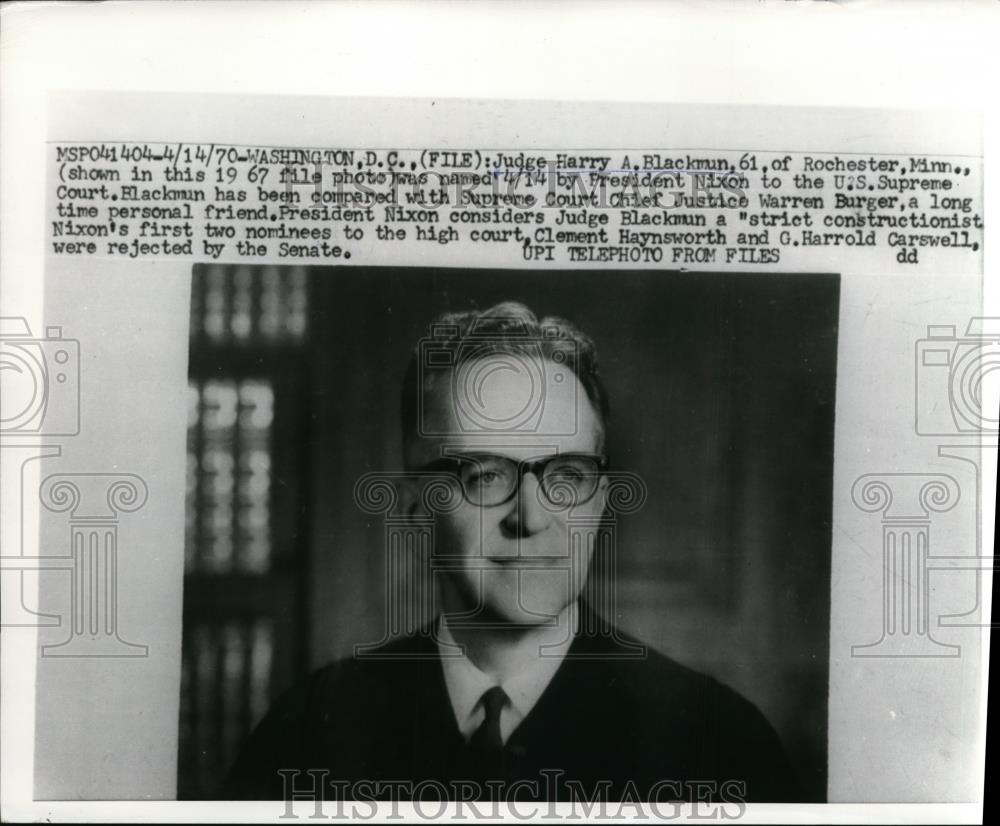 1970 Press Photo Judge Harry Blackburn President Nixon US Supreme Court - Historic Images